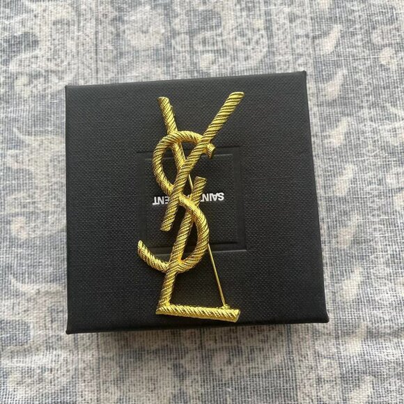 Saint Laurent Jewelry - Saint Laurent YSL Gold Logo Brooch